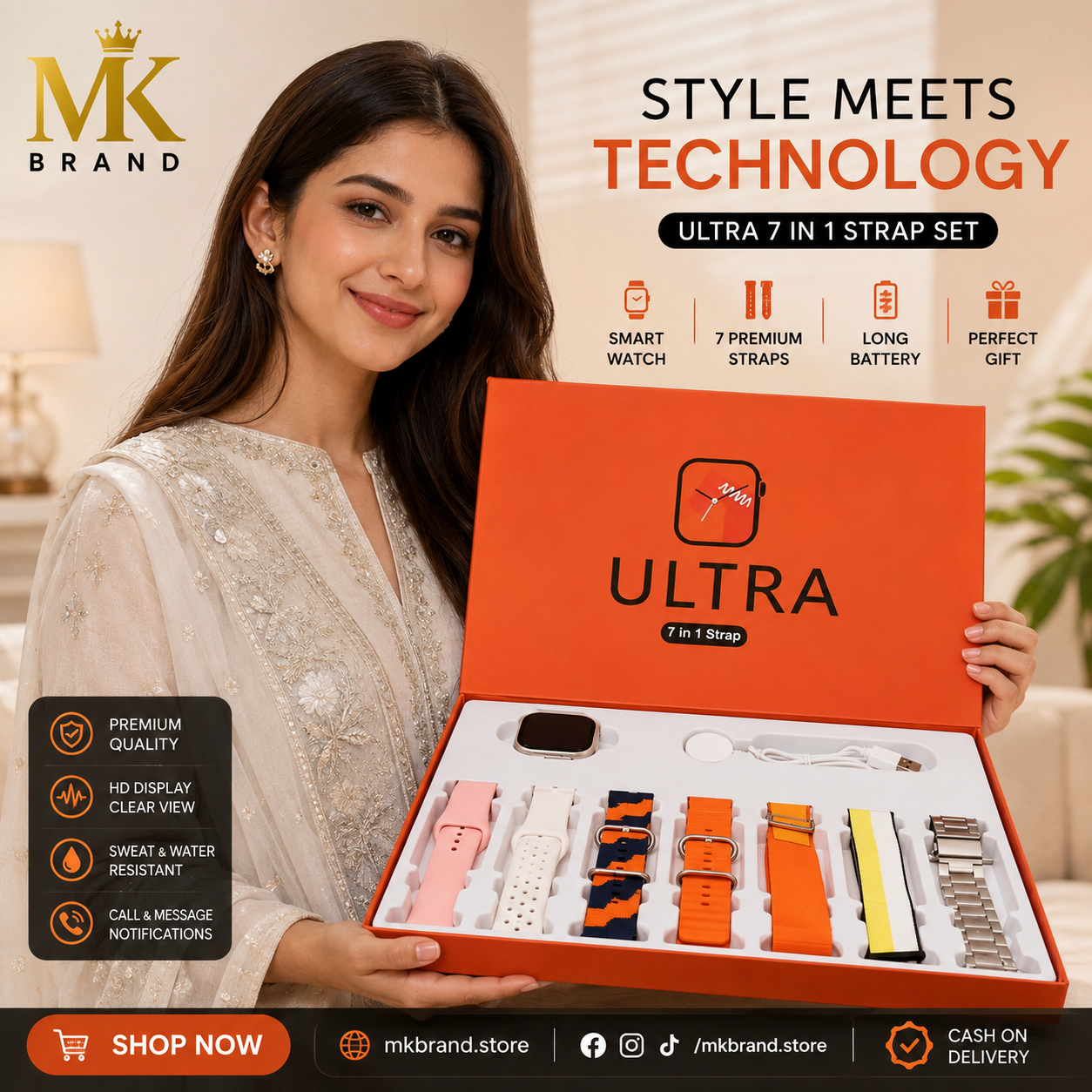 ULTRA 7-in-1 Smart Watch Set | HD Display | 7 Premium Straps | Bluetooth Calling
