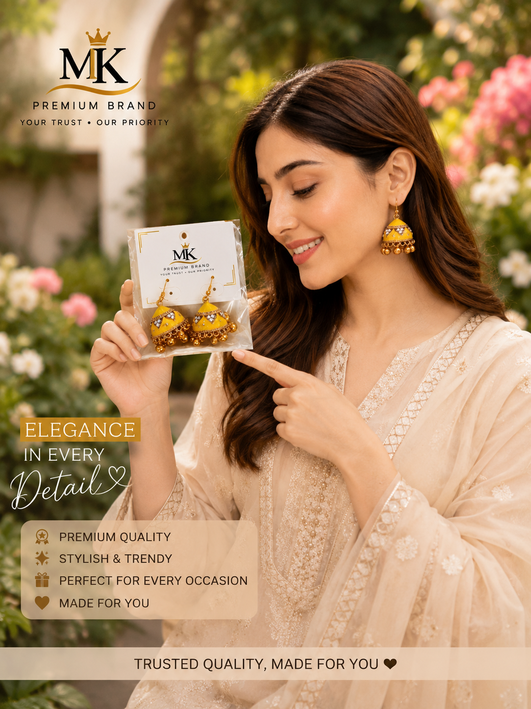 Yellow Traditional Jhumka Earrings – MK Premium Brand