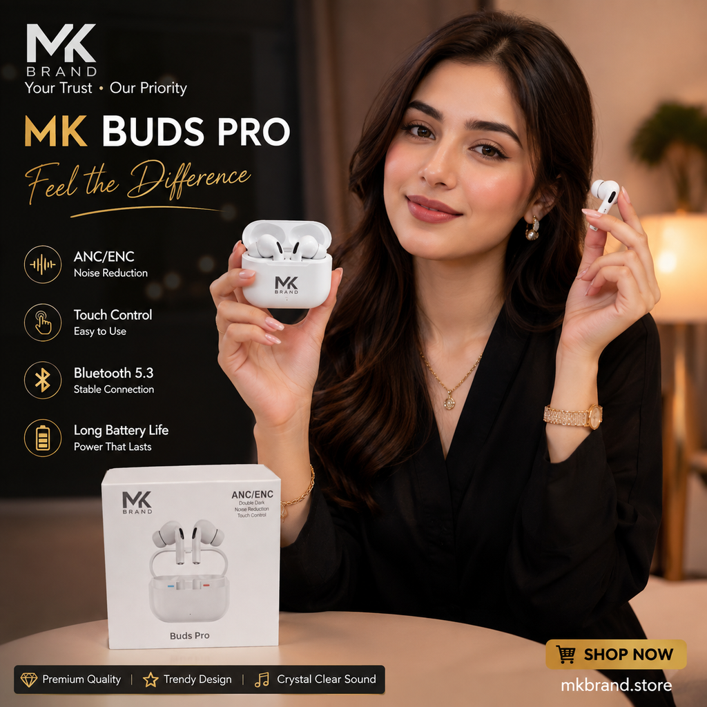 MK Buds Pro 3 & 5– Wireless Bluetooth Earbuds | ANC/ENC | Touch Control | Premium Sound
