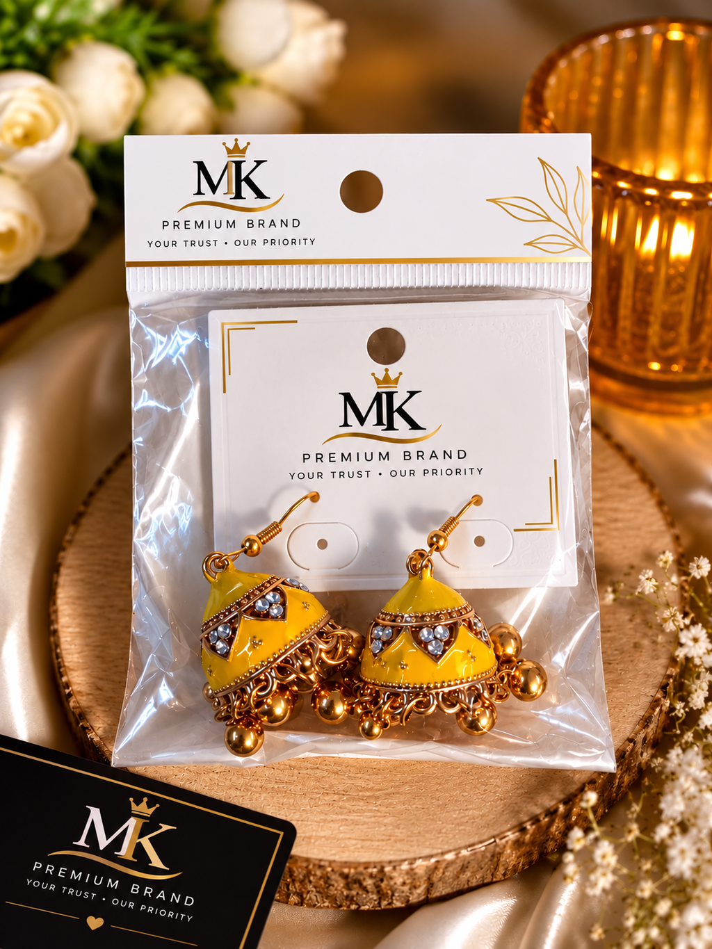 Yellow Traditional Jhumka Earrings – MK Premium Brand