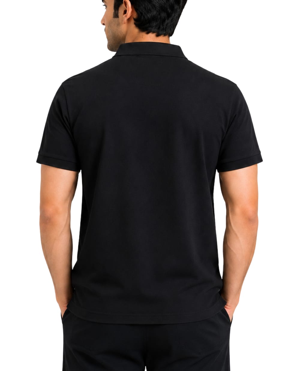 Men’s Black Piqué Polo Shirt – Red & White Stripe