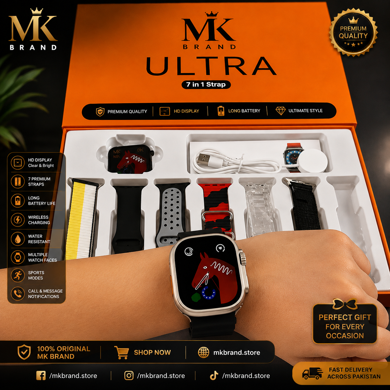 ULTRA 7-in-1 Smart Watch Set | HD Display | 7 Premium Straps | Bluetooth Calling