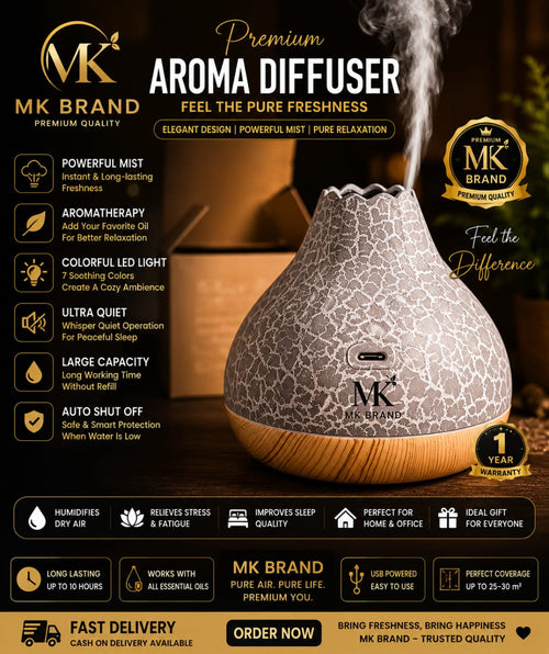 MK Premium Aroma Diffuser – Essential Oil Humidifier with LED Light