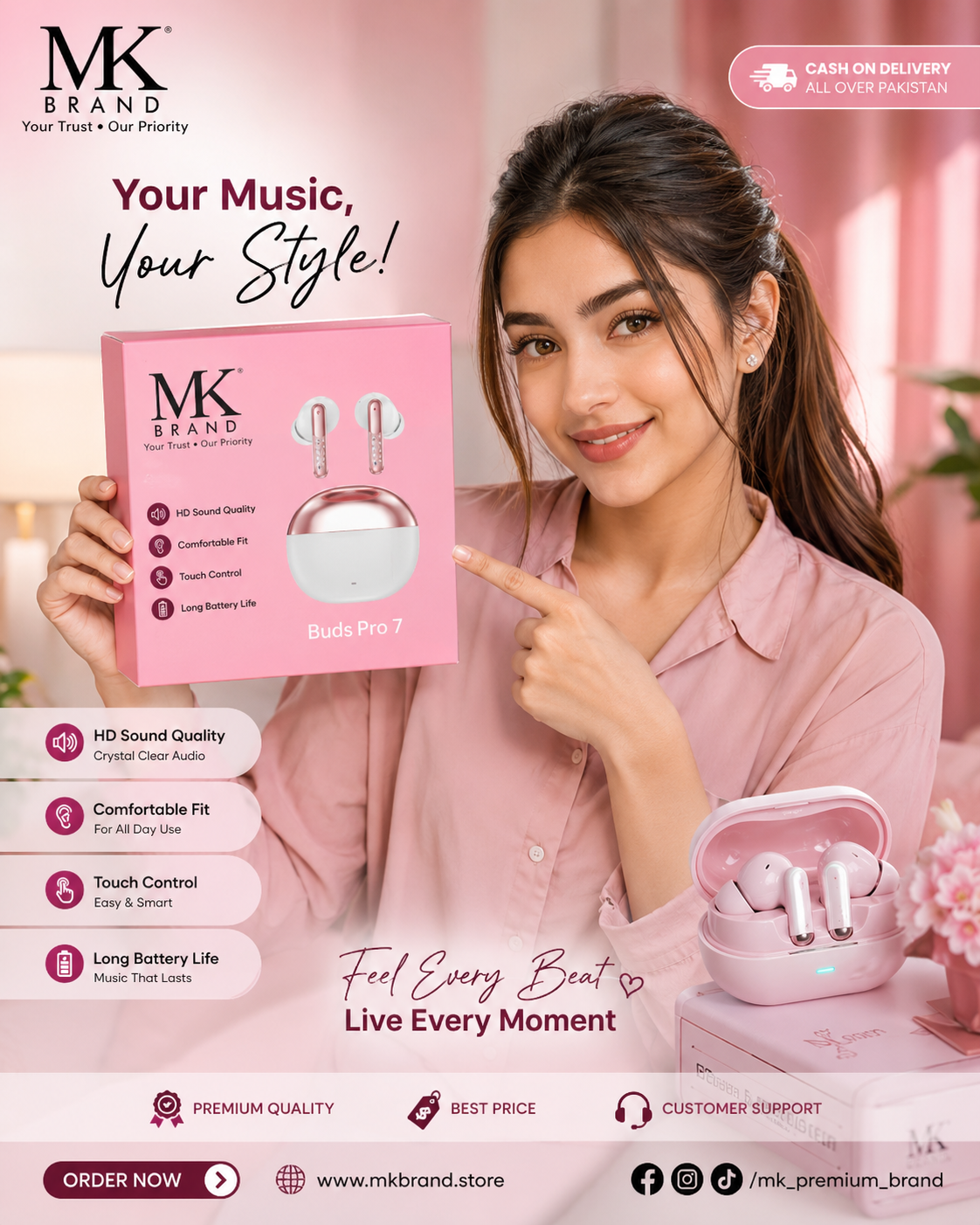 MK Buds Pro 10 & 7 – ANC/ENC Wireless Earbuds | Bluetooth 5.3