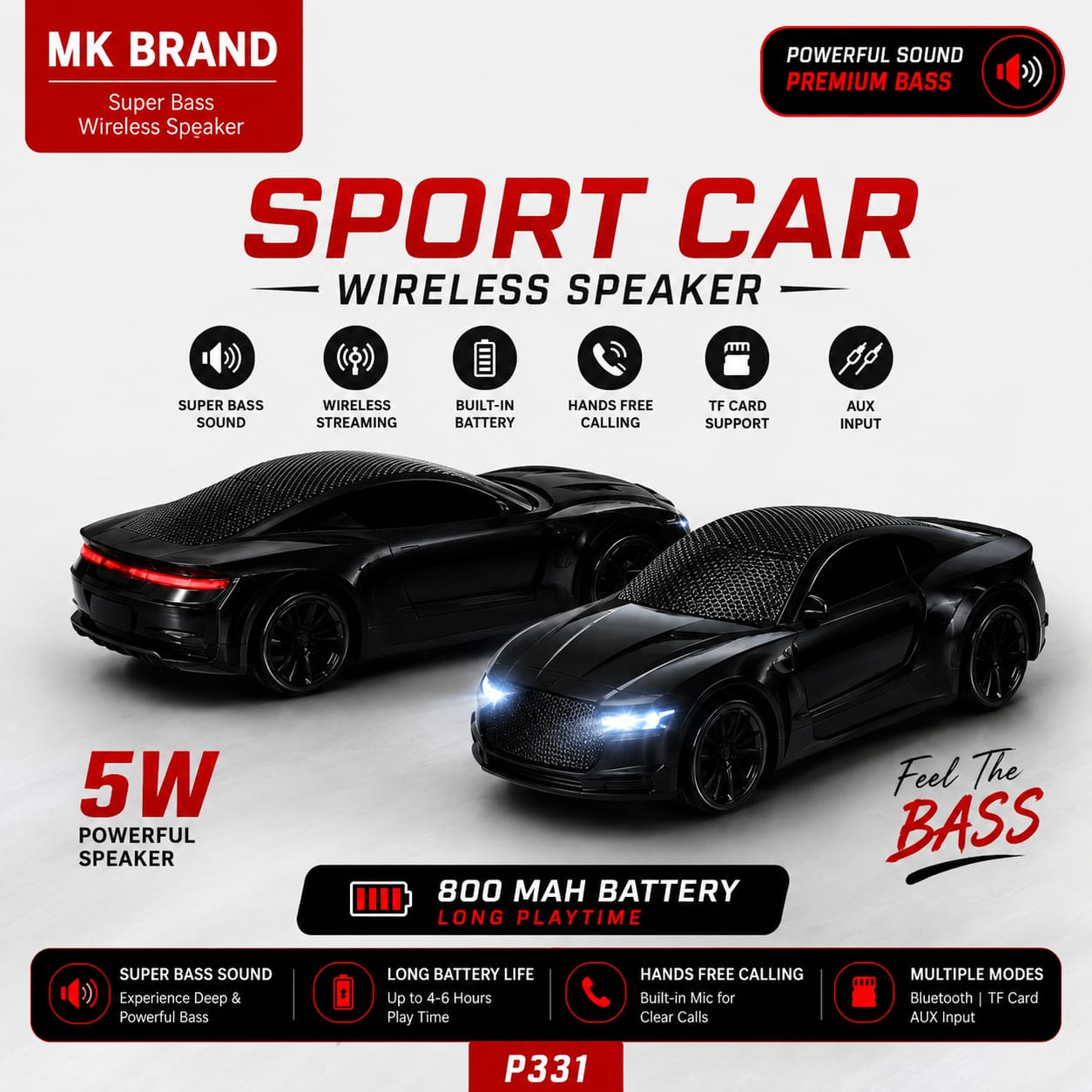 MK P331 Sport Car Wireless Speaker — Powerful Sound. Premium Bass.