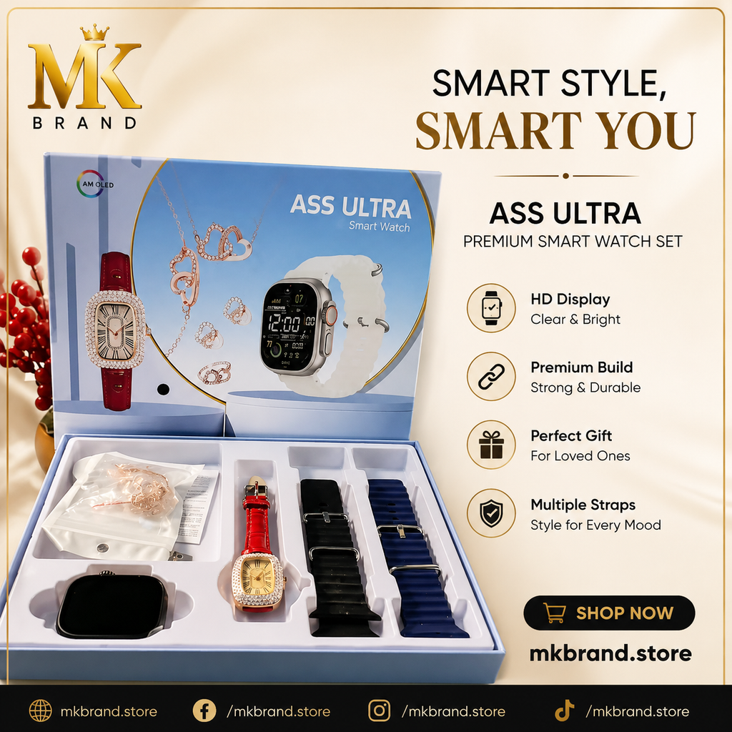 AS5 ULTRA Premium Smart Watch Set – 7-in-1 Luxury Gift Box | Multiple Straps | HD Display