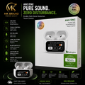MK Touch Screen Earbuds - LED Display Wireless Earbuds with ANC