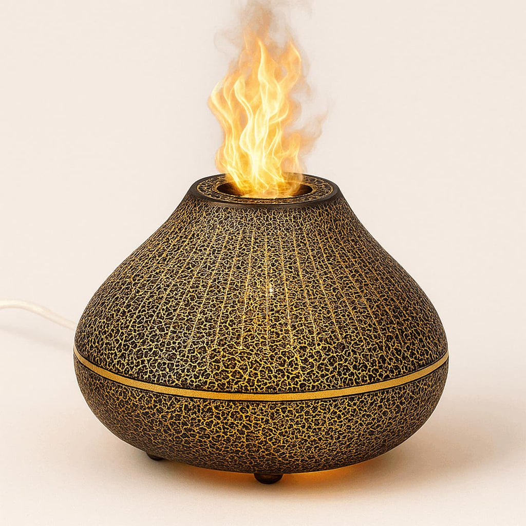 MK Premium Flame Aroma Diffuser – Volcano Mist Humidifier with LED Flame Effect