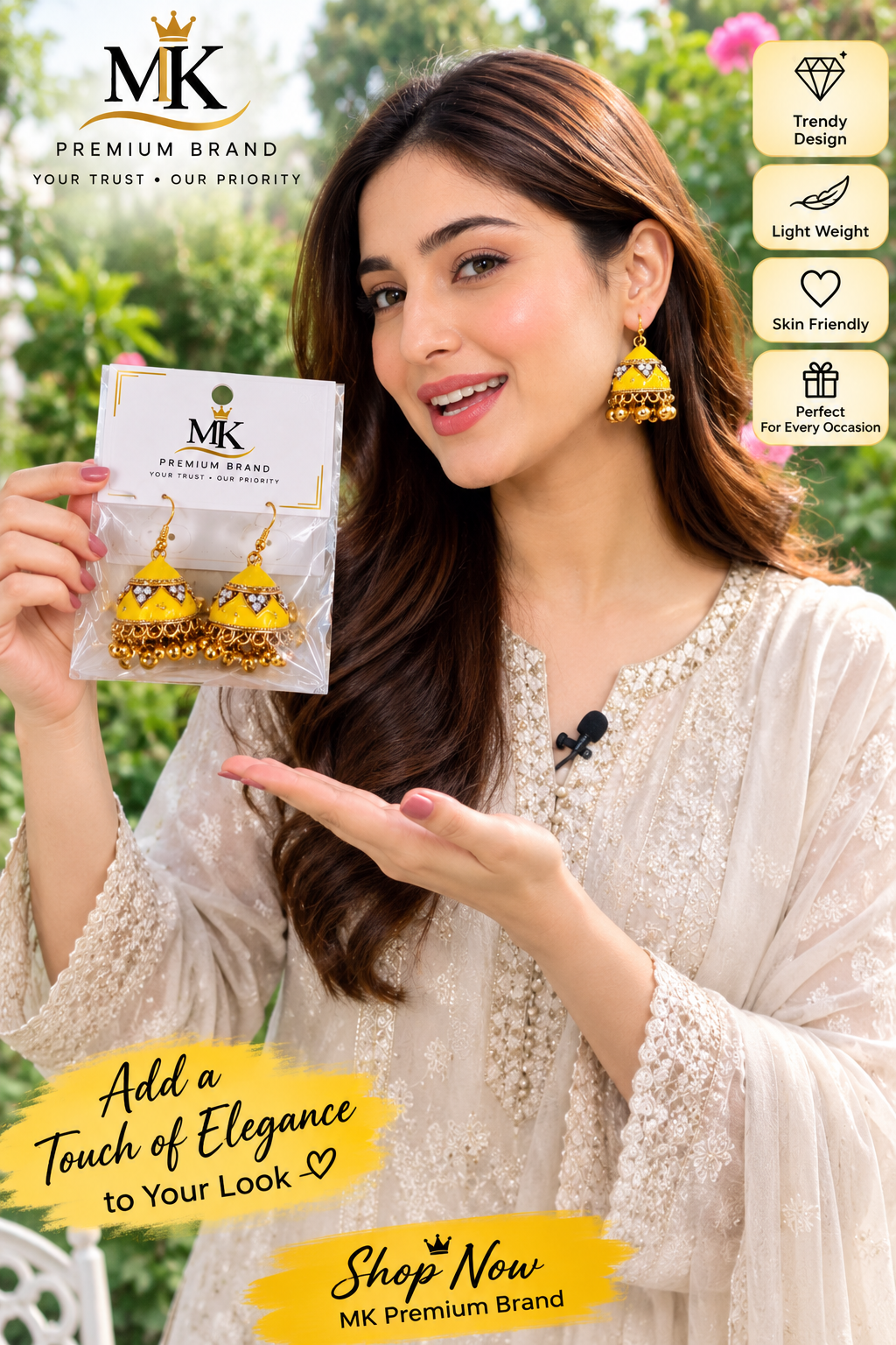 Yellow Traditional Jhumka Earrings – MK Premium Brand