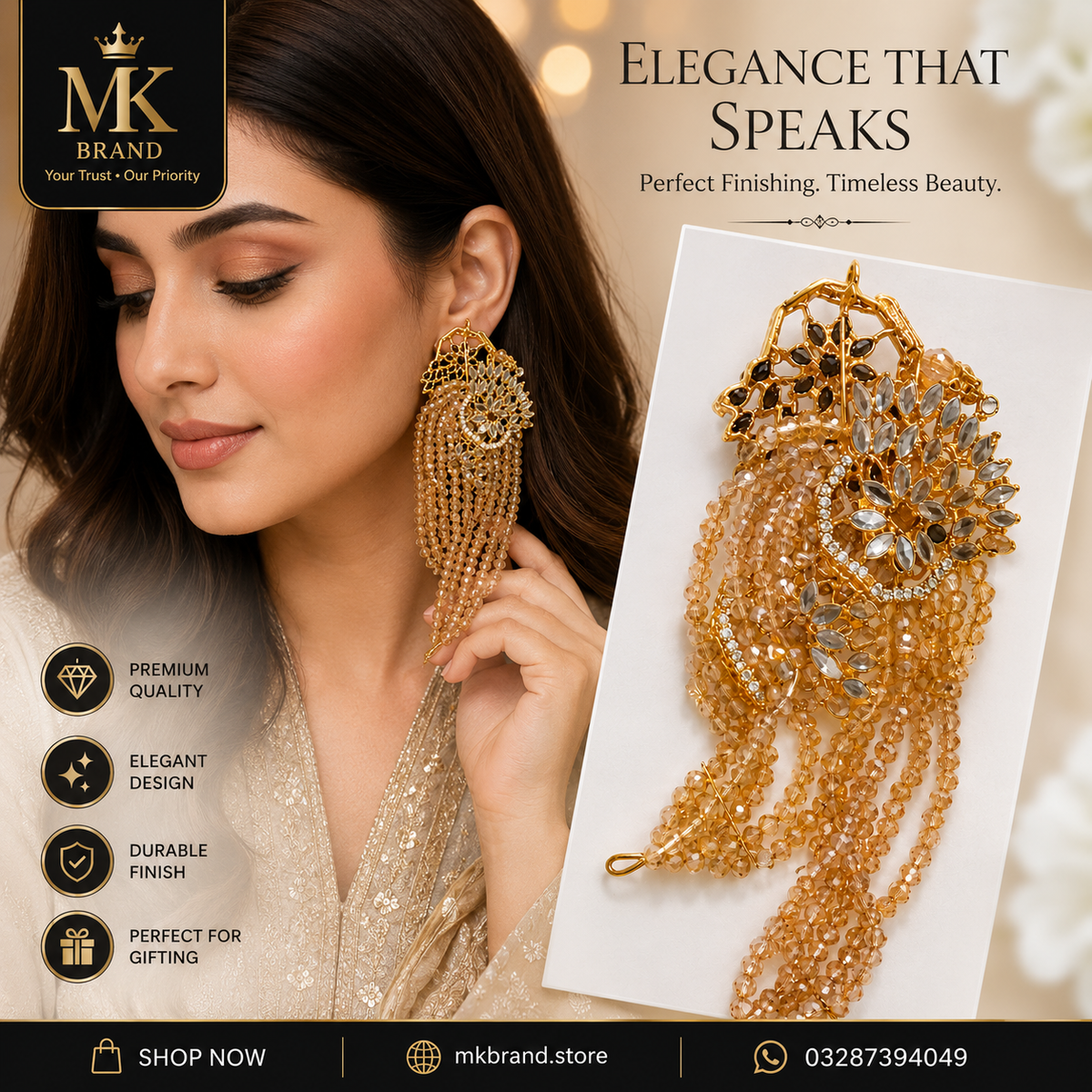 Elegant Gold-Tone Jhumka Earrings for Women