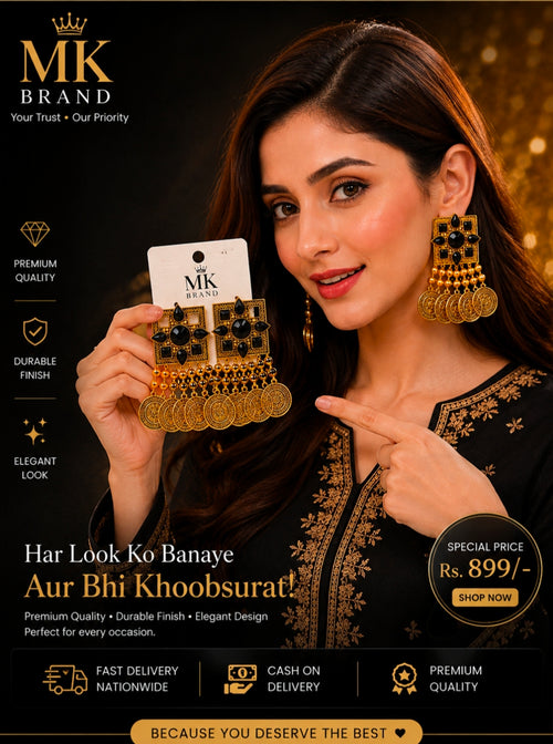Antique Golden Coins Shape Fashion Earrings for Women | MK Brand