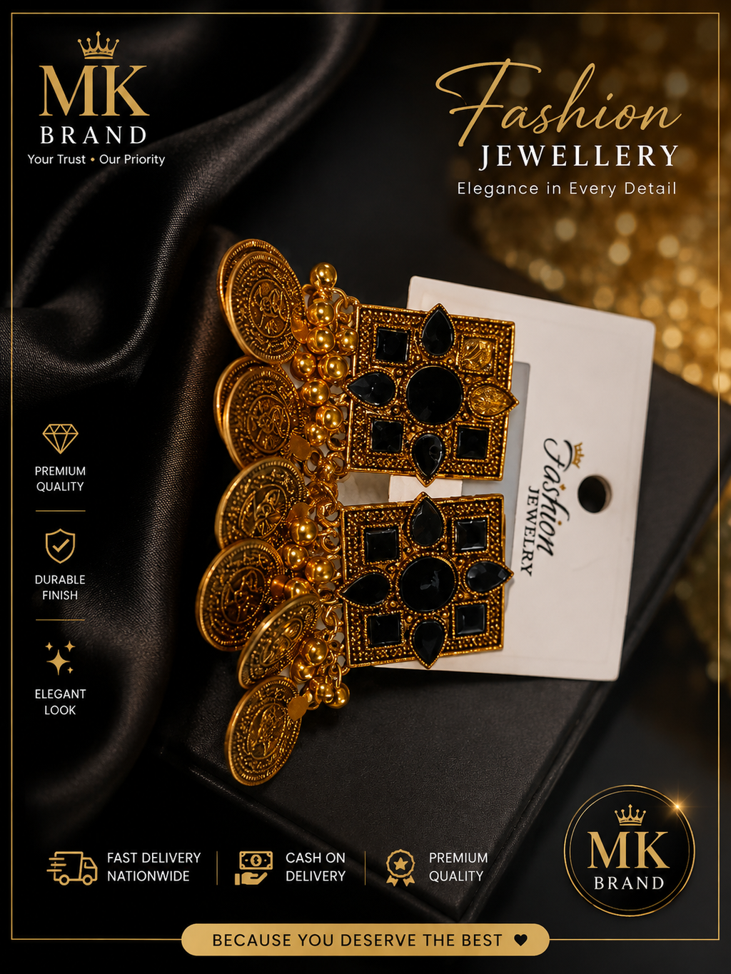 Antique Golden Coins Shape Fashion Earrings for Women | MK Brand