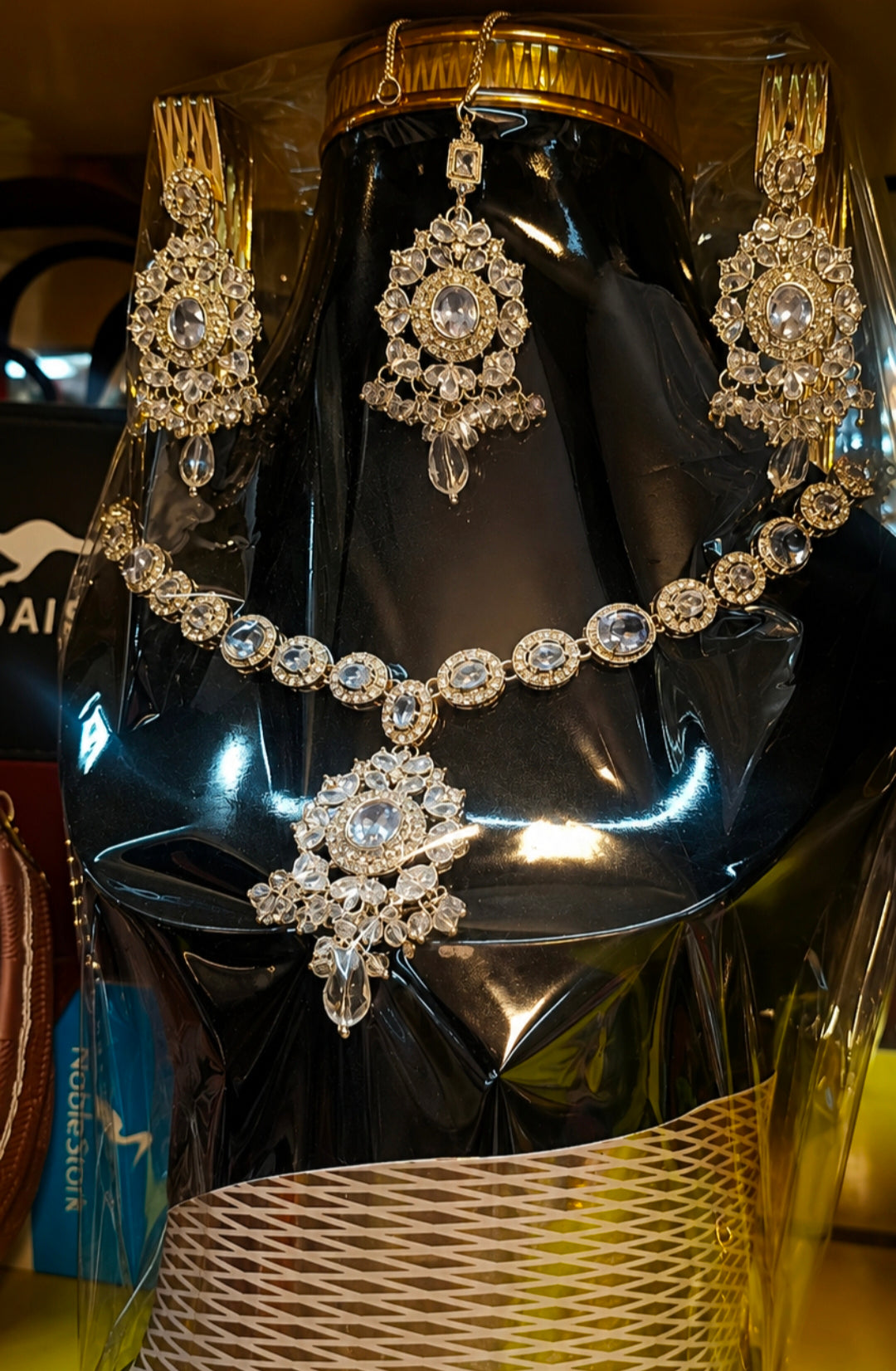 Elegant Crystal Artificial Jewellery Set – Necklace, Earrings & Tikka | MK Brand