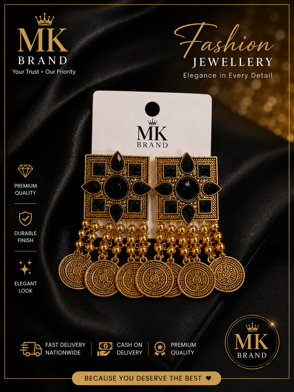 Antique Golden Coins Shape Fashion Earrings for Women | MK Brand